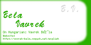 bela vavrek business card